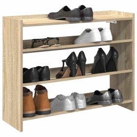 Mueble zapatero madera contrachapada roble sonoma 80x25x62