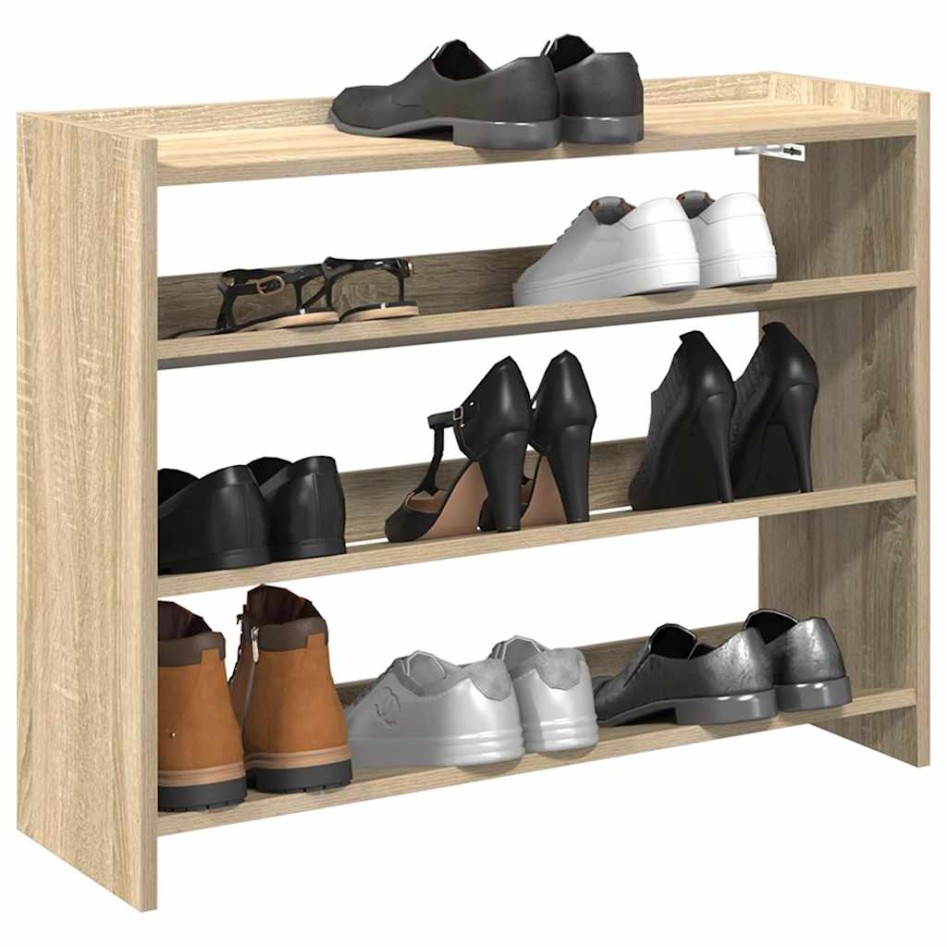 Mueble zapatero madera contrachapada roble sonoma 80x25x62