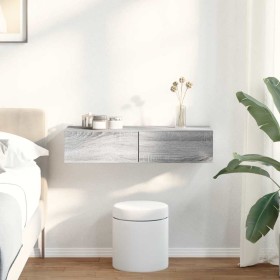 Estante de pared con cajones madera contrachapada roble