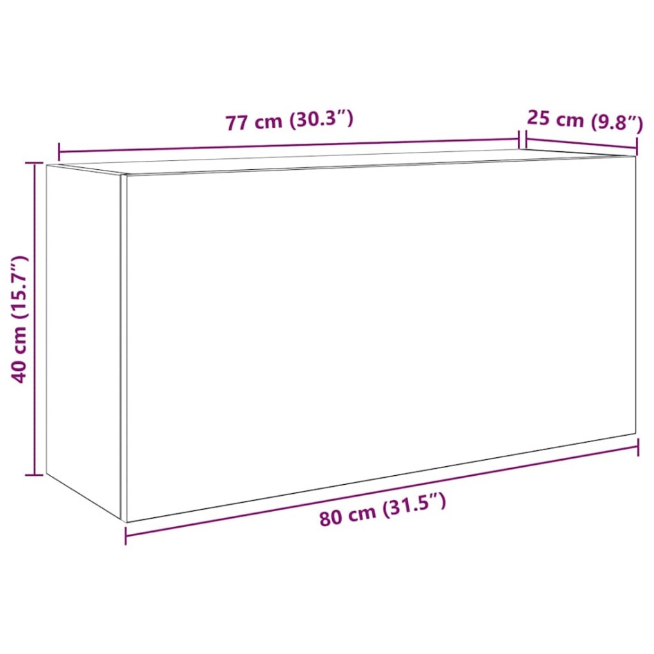 Mueble de pared de baño madera ingeniería negro 80x25x40