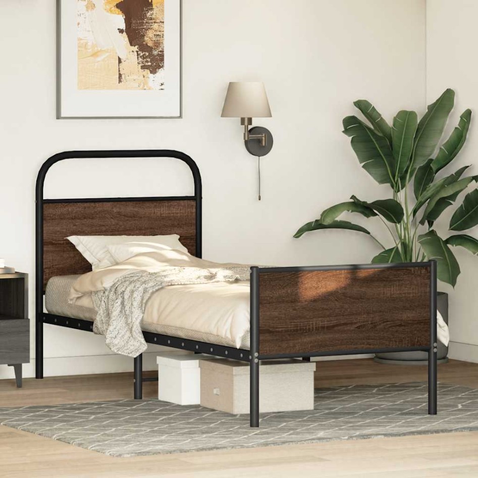Estructura de cama sin colchón 75x190 cm madera marrón