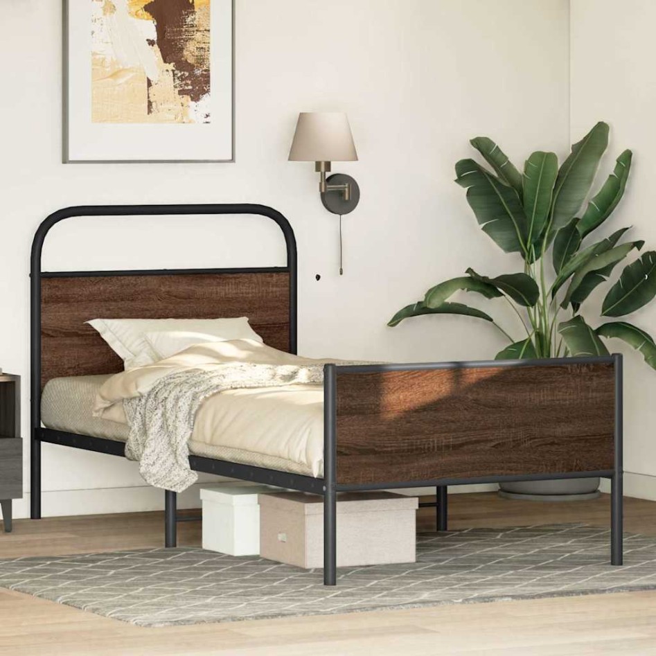 Estructura de cama sin colchón 90x190 cm madera marrón