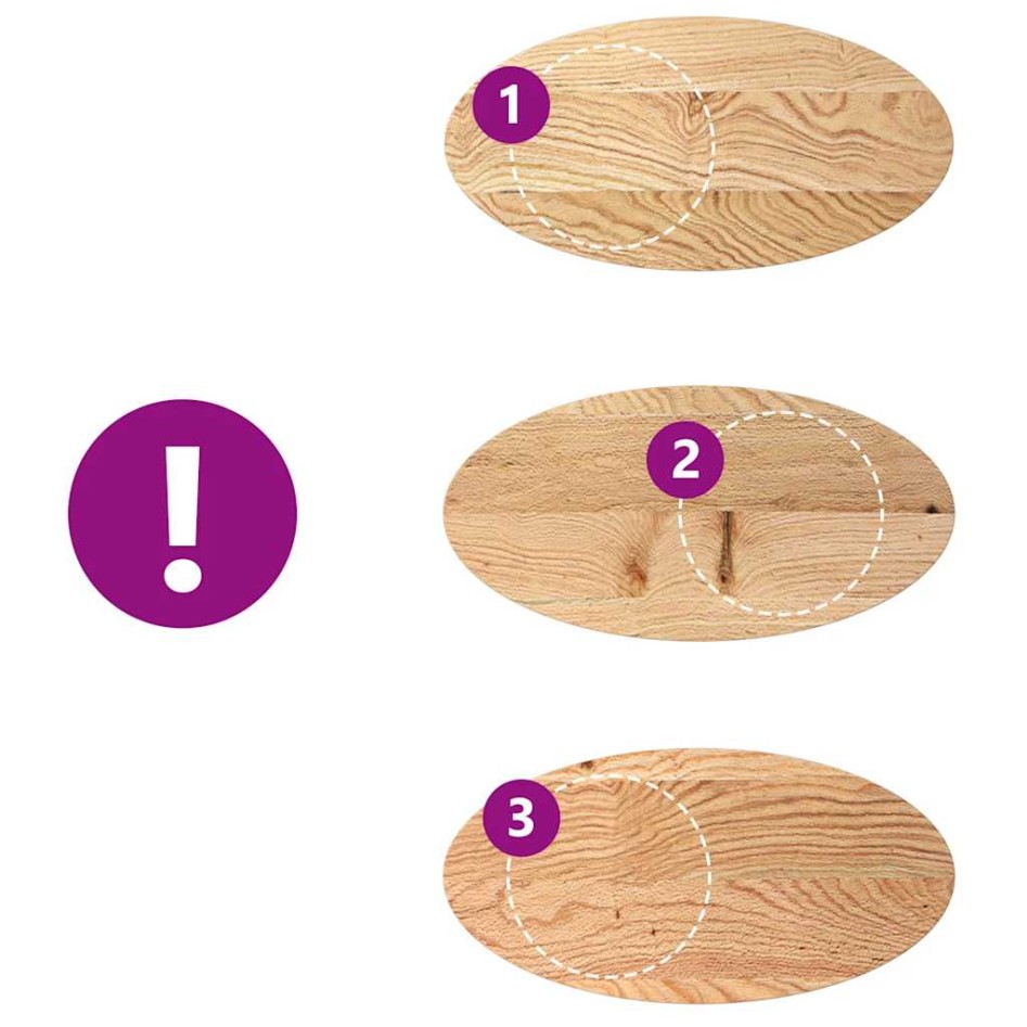 Tablero de mesa ovalado madera maciza de roble 80x40x4