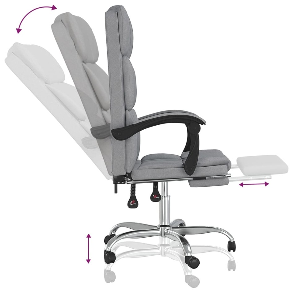 Silla de oficina reclinable de tela gris