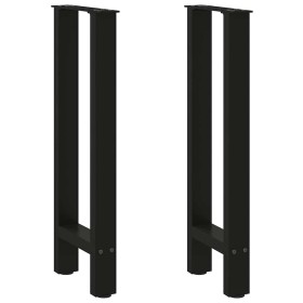 Patas de mesa de centro acero negro 2 uds 38x(72-73)