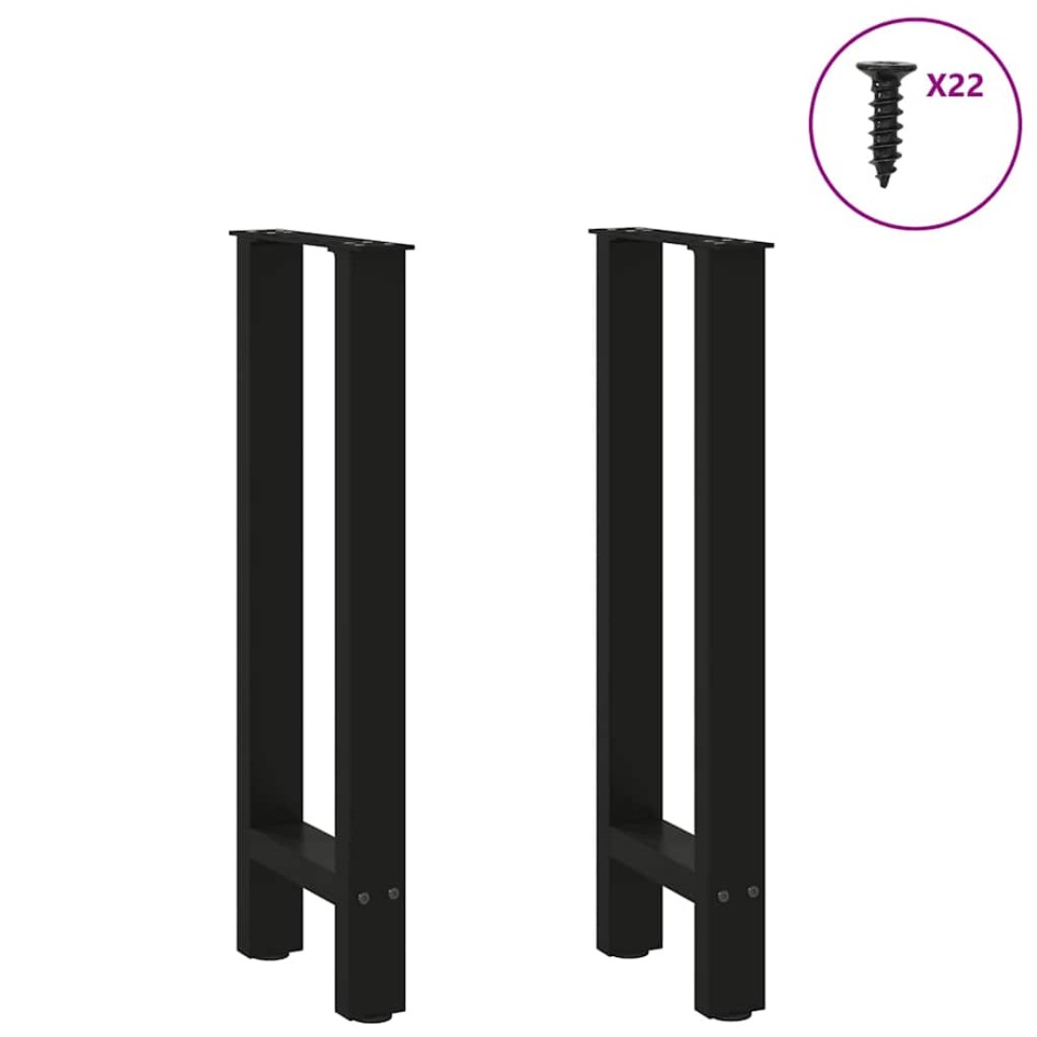 Patas de mesa de centro acero negro 2 uds 38x(72-73)