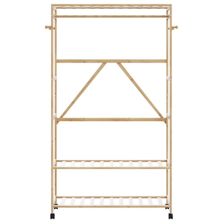 Perchero con estantes y ruedas 110x40x180 cm