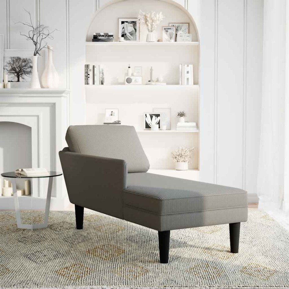 Chaise longue con cojín de tela de pana gris