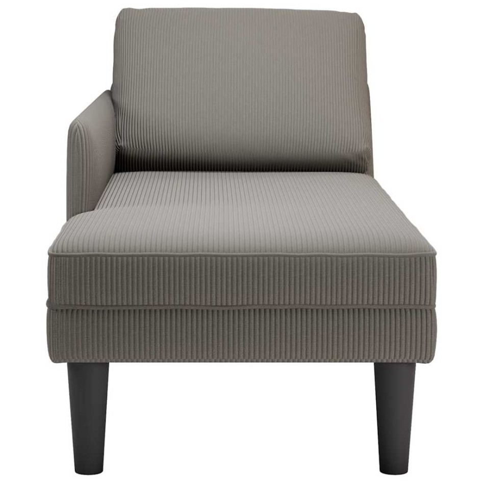 Chaise longue con cojín de tela de pana gris