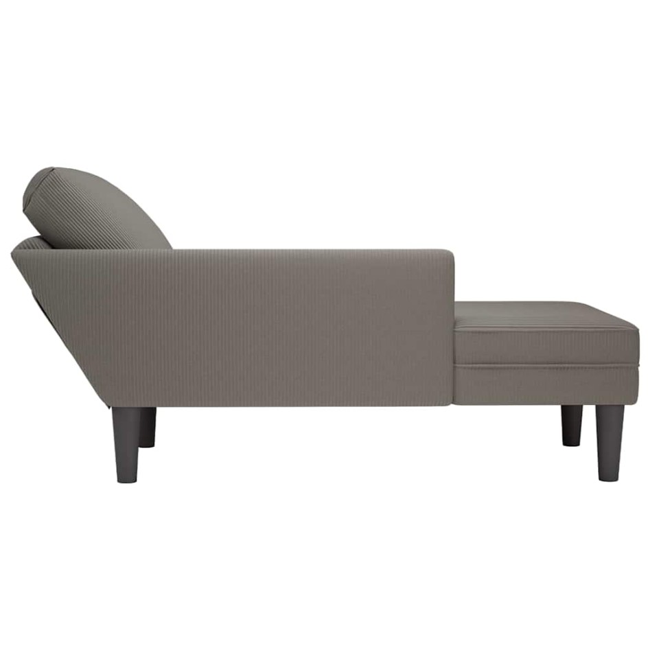 Chaise longue con cojín de tela de pana gris