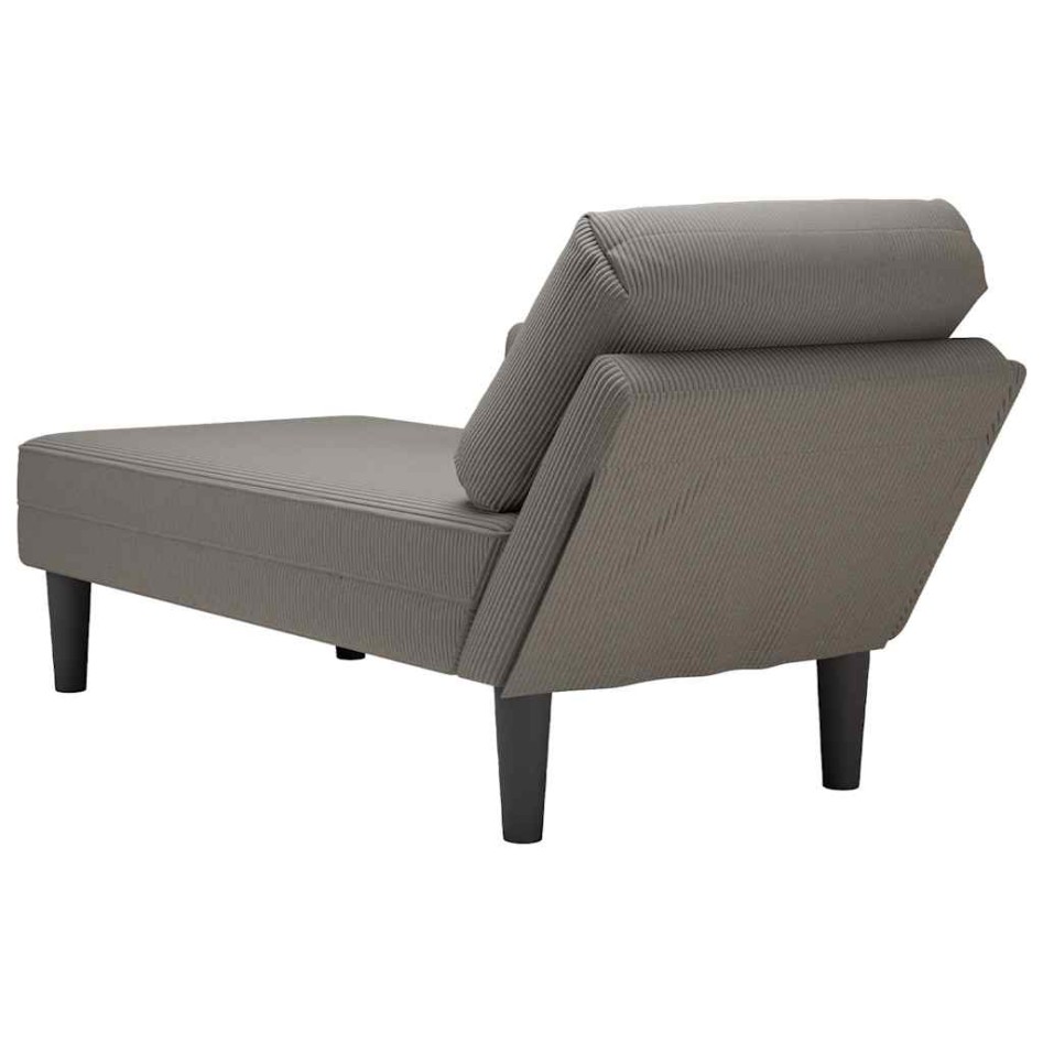Chaise longue con cojín de tela de pana gris