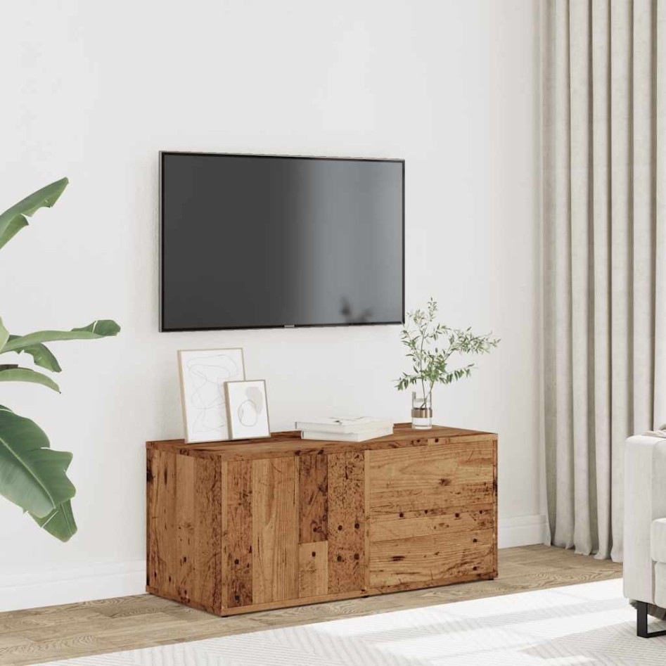 Mueble de TV madera ingeniería madera envejecida 80x34x35,5
