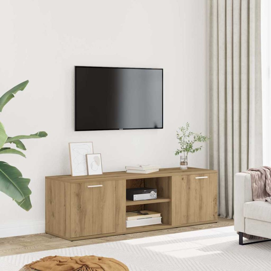 Mueble de TV madera de ingeniería roble artesanal 120x34x37