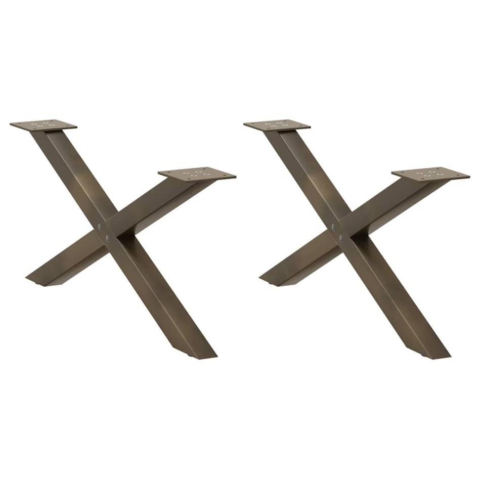 Patas de mesa centro forma X 2uds acero natural 70x(30-31)