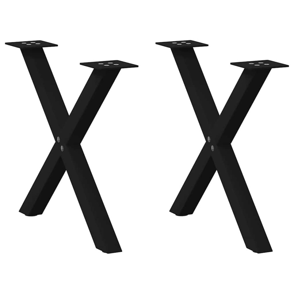 Patas de mesa de centro forma X 2uds acero negro 60x(42-43)