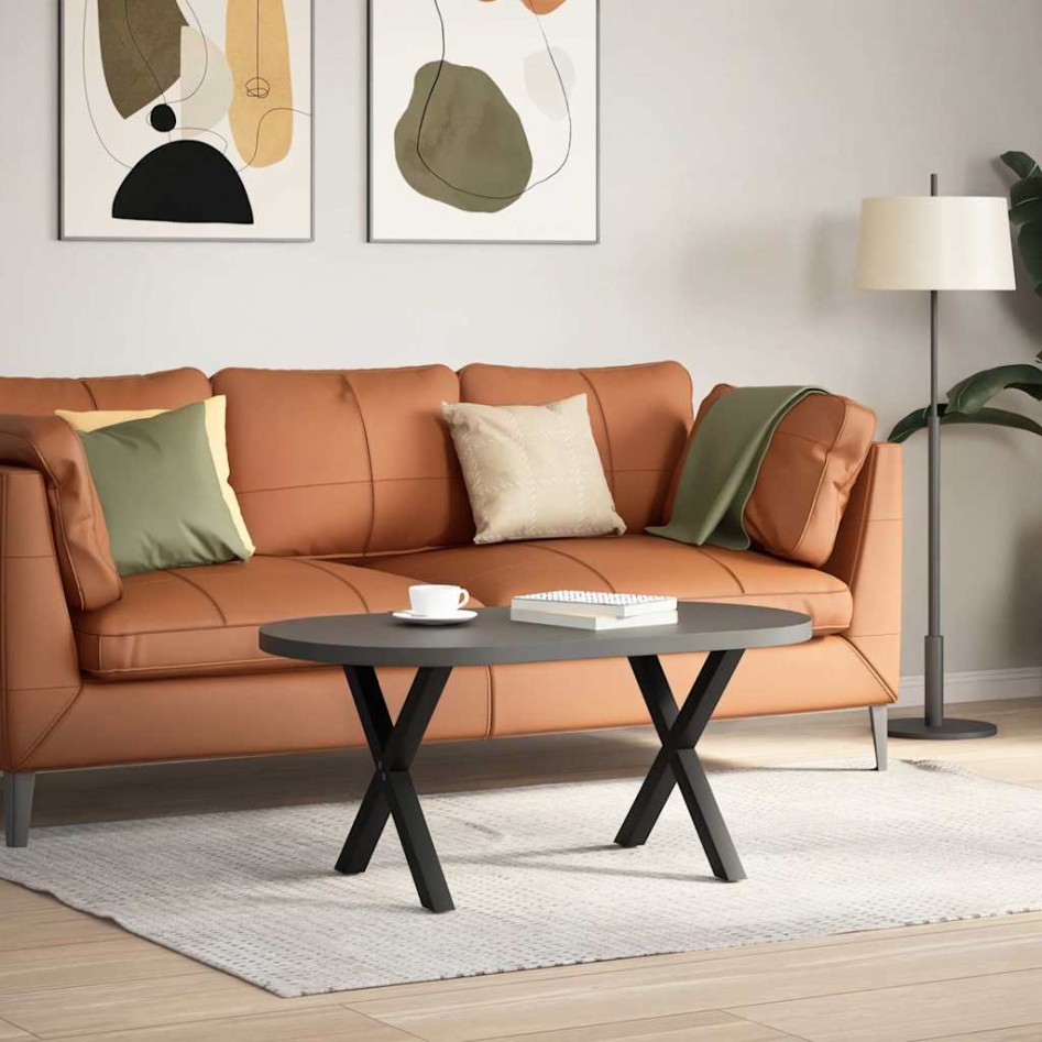 Patas de mesa de centro forma X 2uds acero negro 60x(42-43)