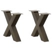 Patas de mesa centro forma X 2uds acero natural 60x(42-43) cm