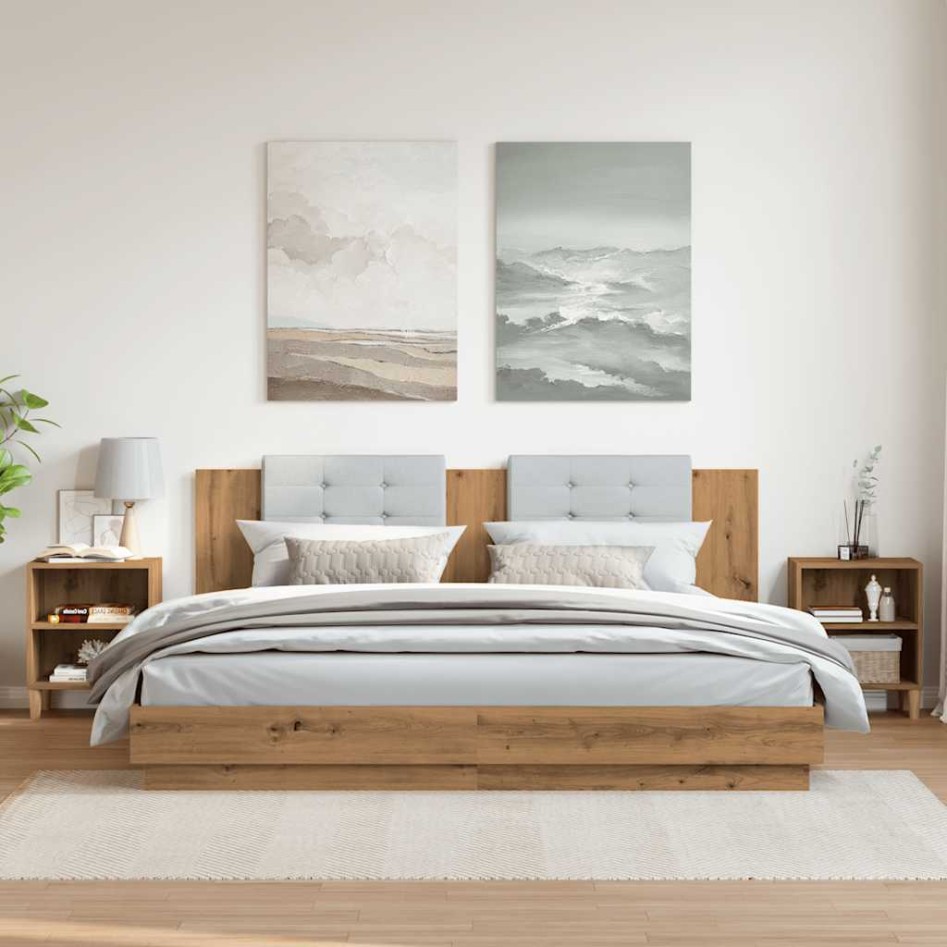 Mesita de noche 2 uds madera ingeniería roble