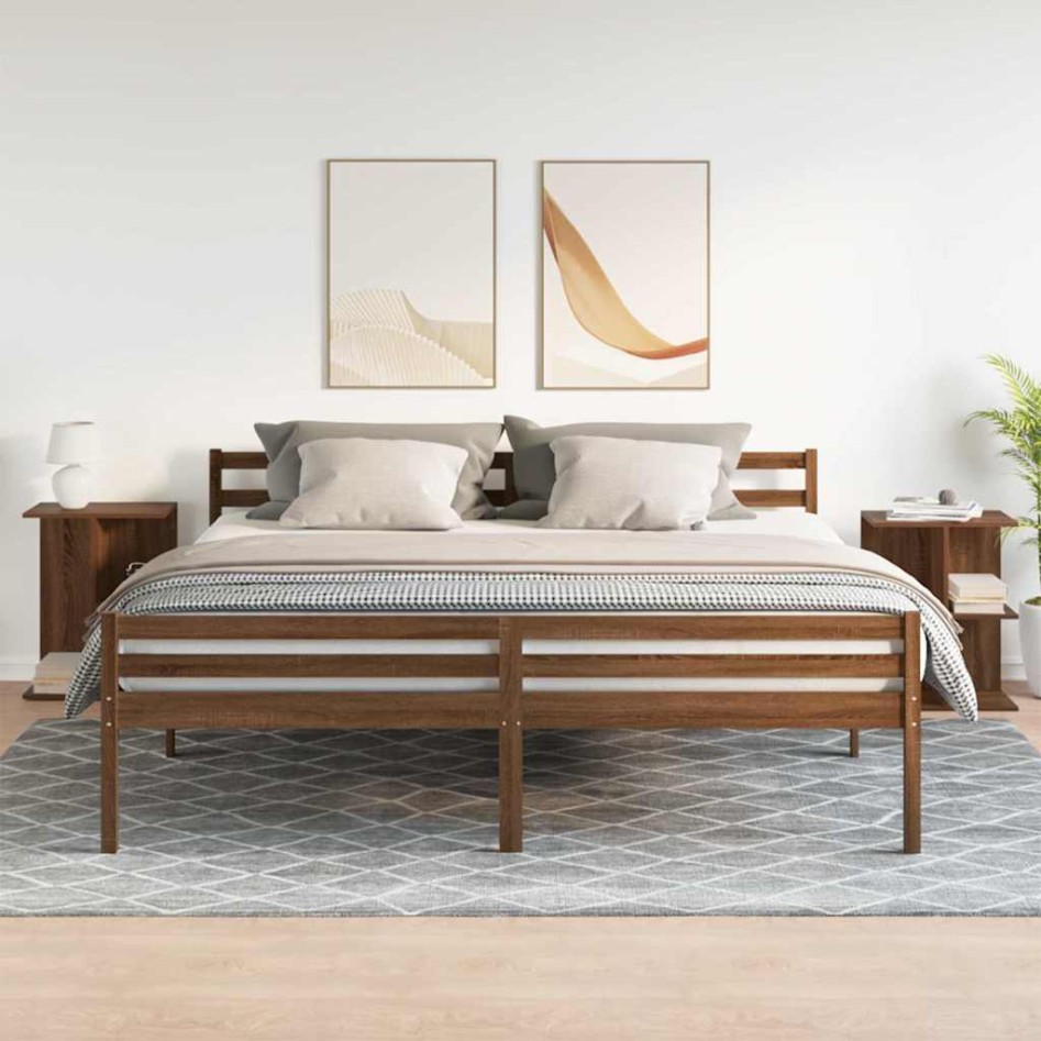 Mesitas de noche 2 uds madera de ingeniería marrón