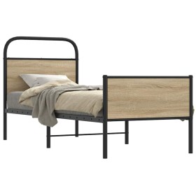Estructura de cama sin colchón 75x190 cm madera roble