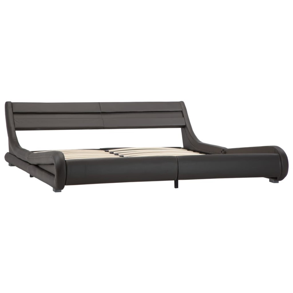 Estructura de cama con LED de cuero sintético gris 180x200