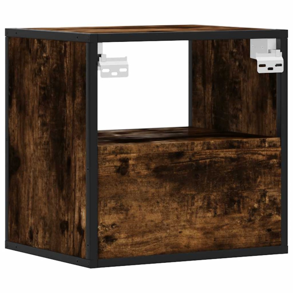 Mesitas de noche pared 2 uds color roble ahumado 40x31x39,5
