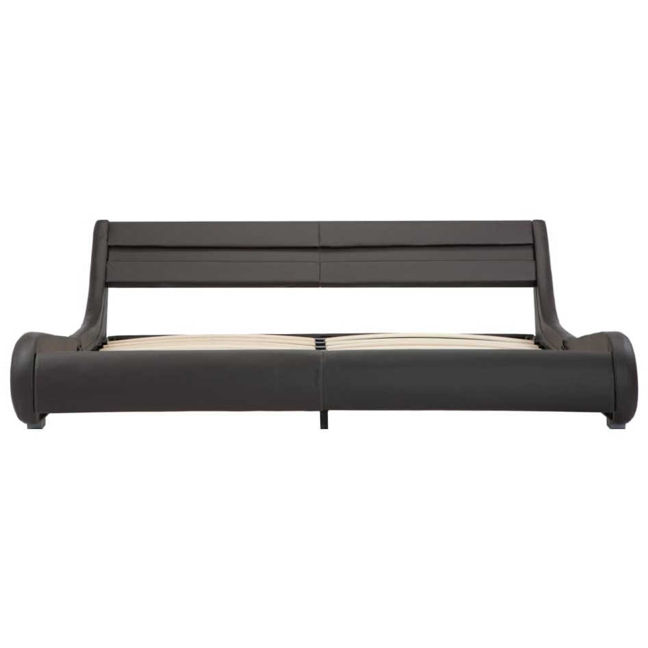 Estructura de cama con LED de cuero sintético gris 180x200