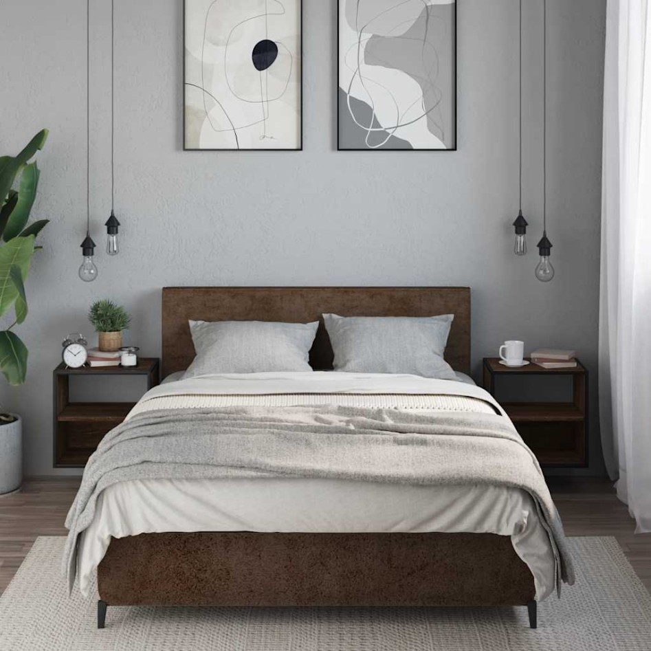 Mesitas de noche pared 2 uds color roble marrón 40x31x39,5