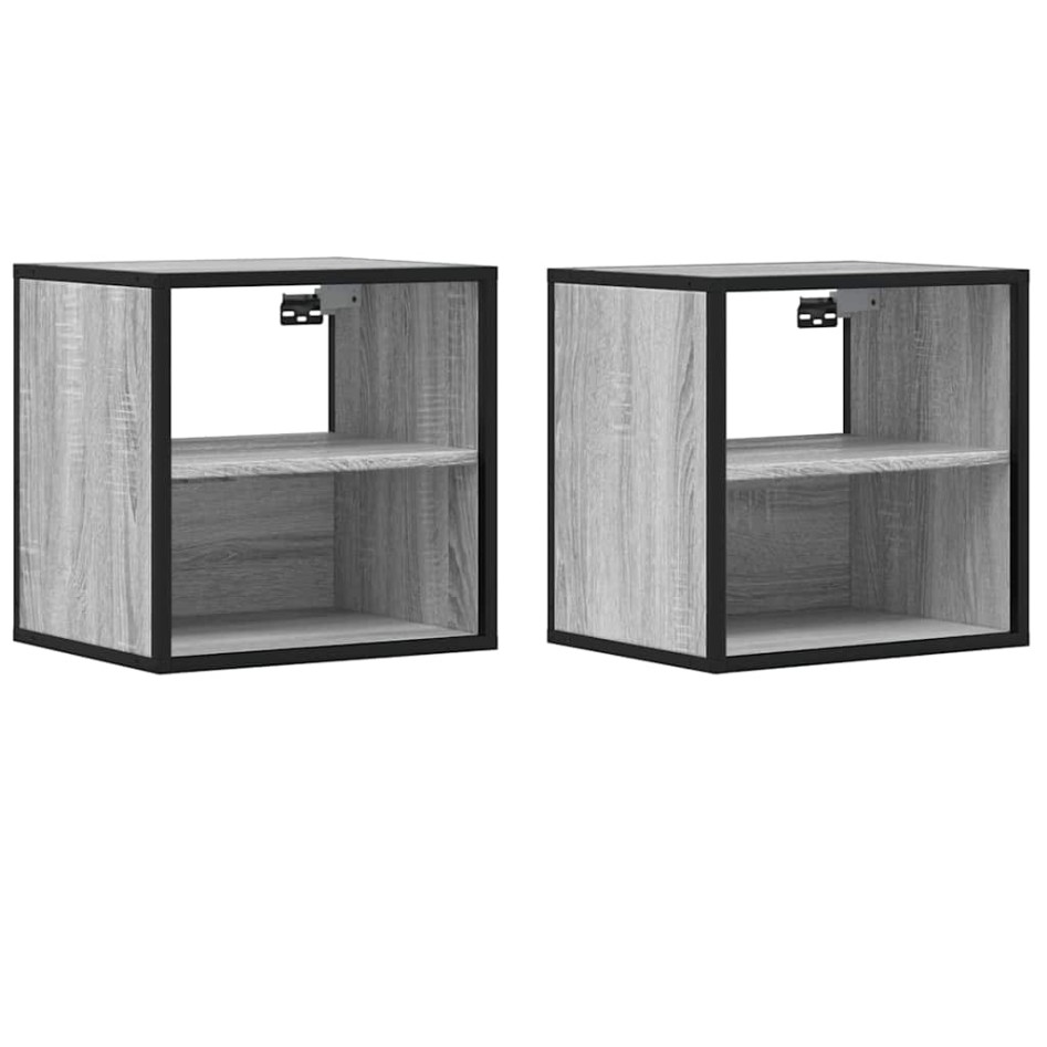 Mesitas de noche de pared 2 unidades gris sonoma 40x31x39,5