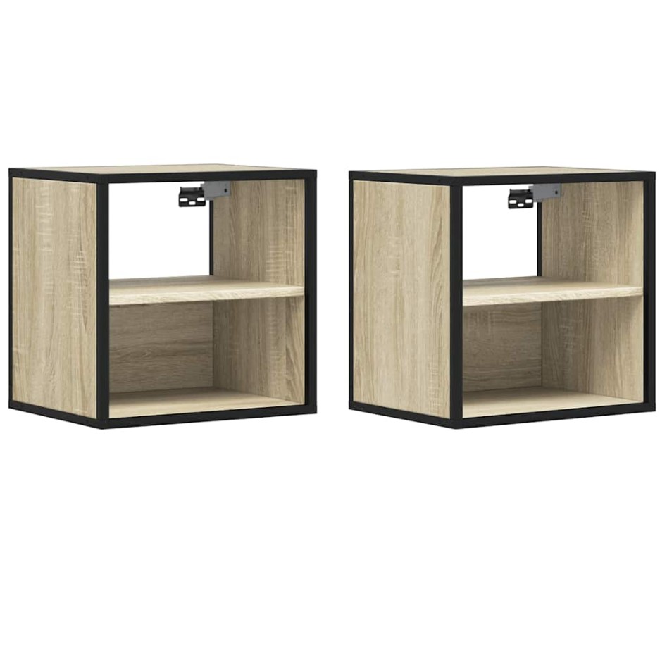 Mesitas de noche de pared 2 unidades roble Sonoma 40x31x39,5