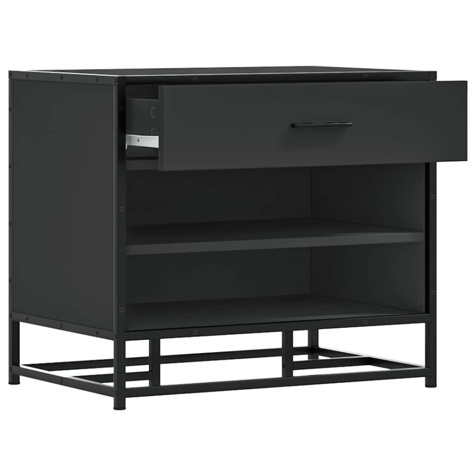 Banco zapatero madera de ingeniería y metal negro 60x40x53,5