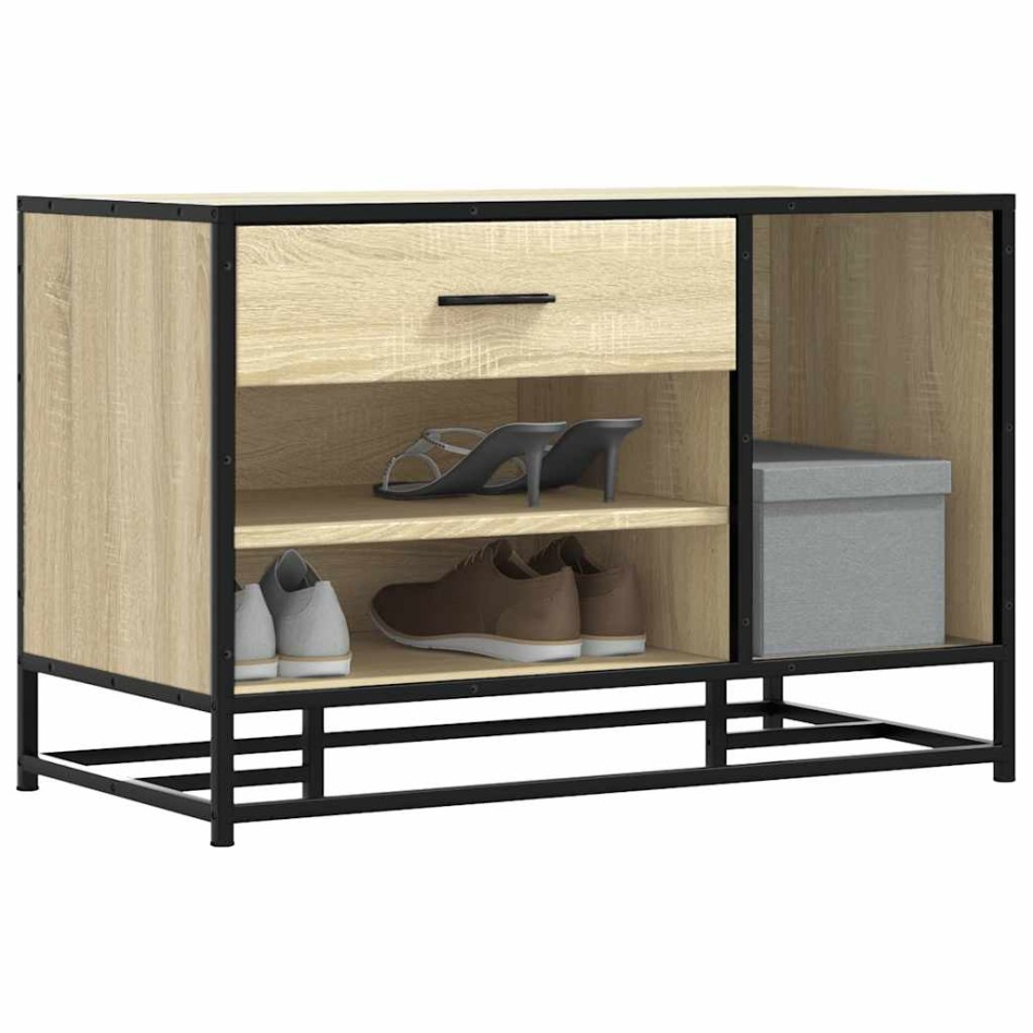 Banco zapatero madera de ingeniería roble sonoma 80x40x53,5