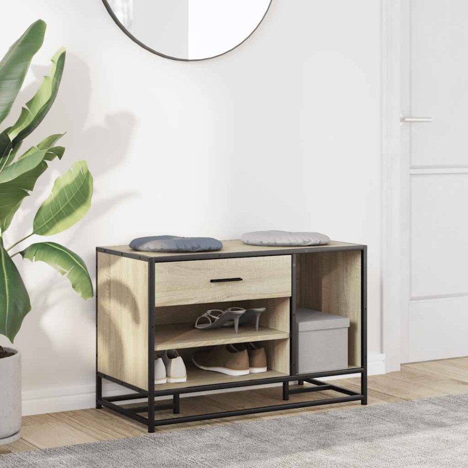 Banco zapatero madera de ingeniería roble sonoma 80x40x53,5