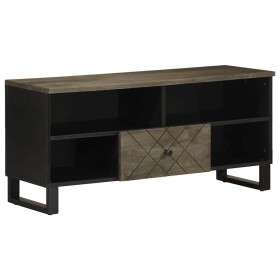 Mueble de TV madera maciza de mango negro 100x33x46