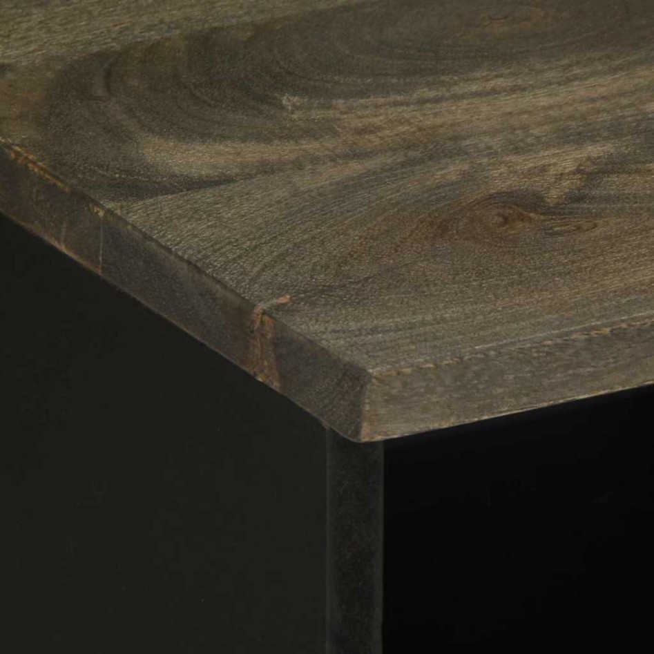 Mueble de TV madera maciza de mango negro 100x33x46