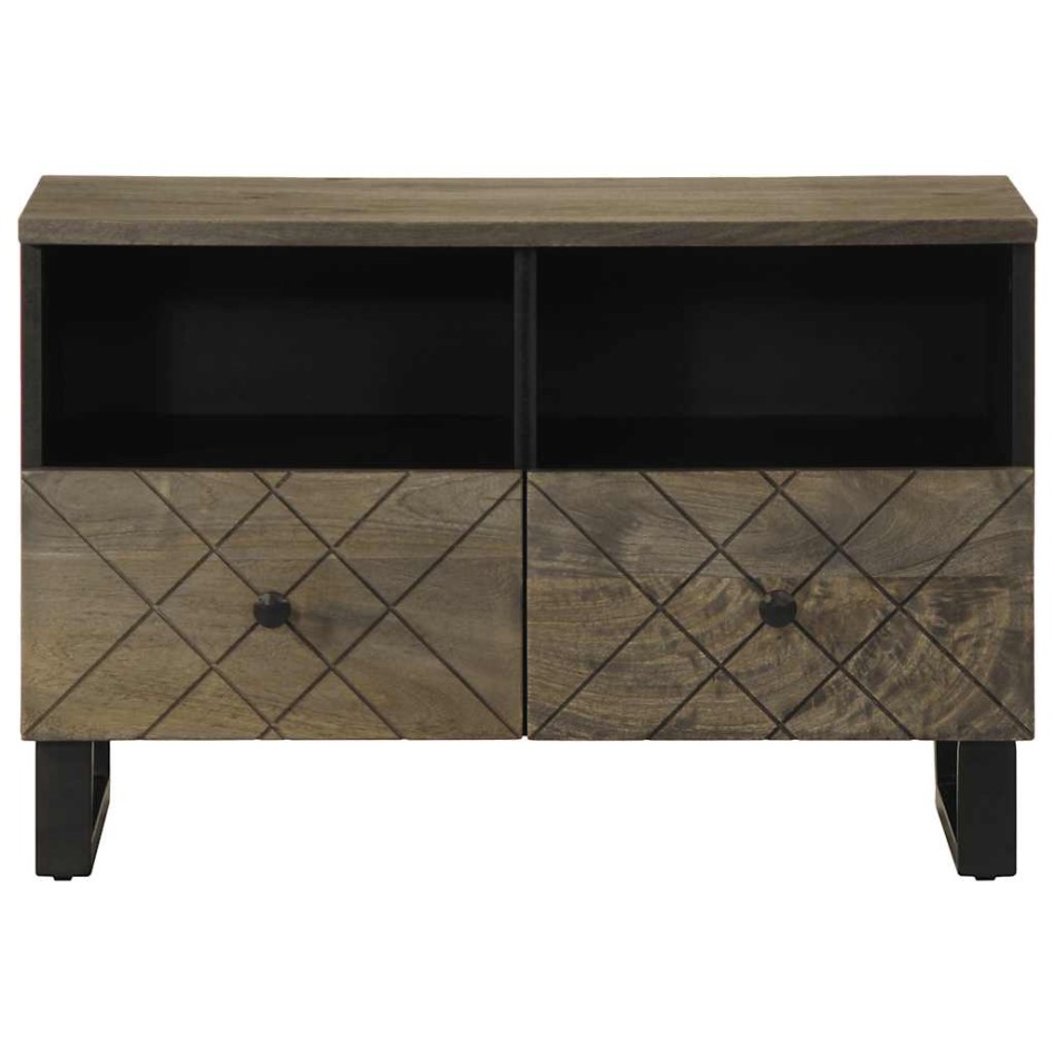 Mueble de TV madera maciza de mango negro 70x33x46
