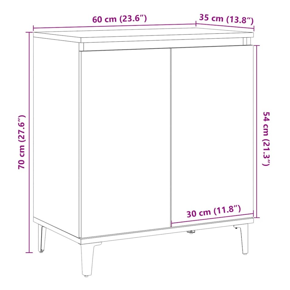 Aparador de madera contrachapada envejecida 60x35x70