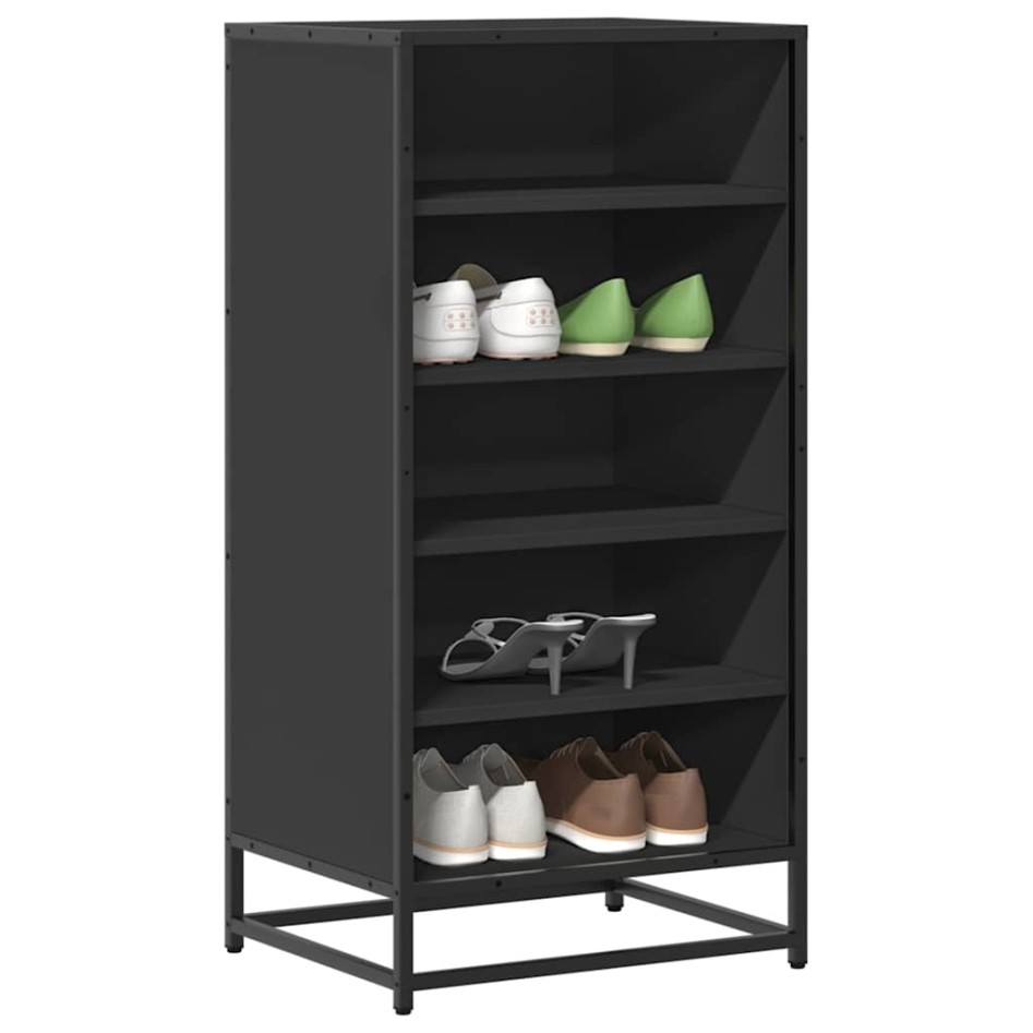 Mueble zapatero de madera de ingeniería negro 48x38x97,5