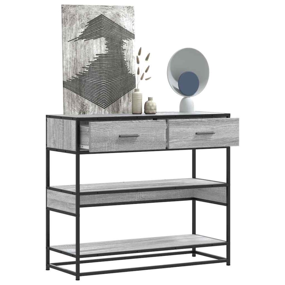 Mesa consola madera de ingeniería gris Sonoma 90x35x80