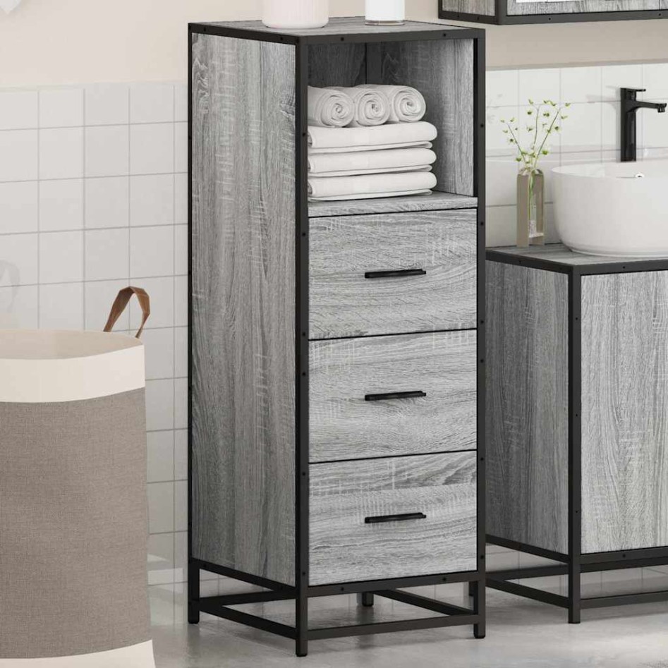 Armario de baño madera contrachapada gris sonoma 35x37,5x100