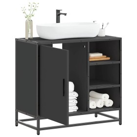 Mueble baño para lavabo madera ingeniería negro 65 x 33 x 60