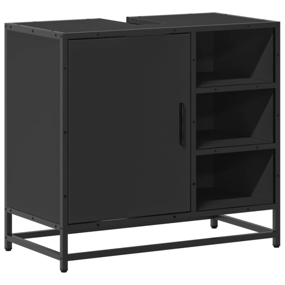 Mueble baño para lavabo madera ingeniería negro 65 x 33 x 60