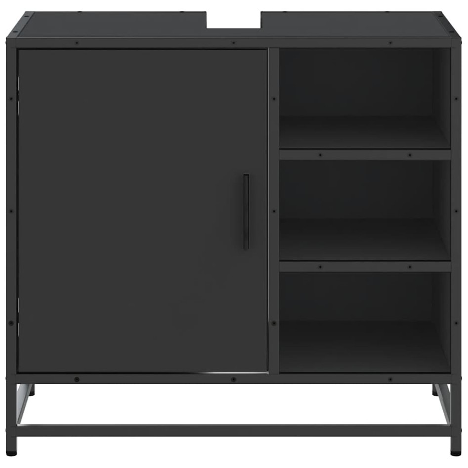 Mueble baño para lavabo madera ingeniería negro 65 x 33 x 60