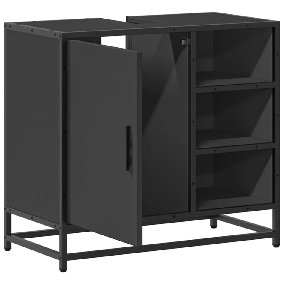 Mueble baño para lavabo madera ingeniería negro 65 x 33 x 60