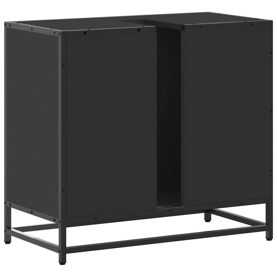 Mueble baño para lavabo madera ingeniería negro 65 x 33 x 60