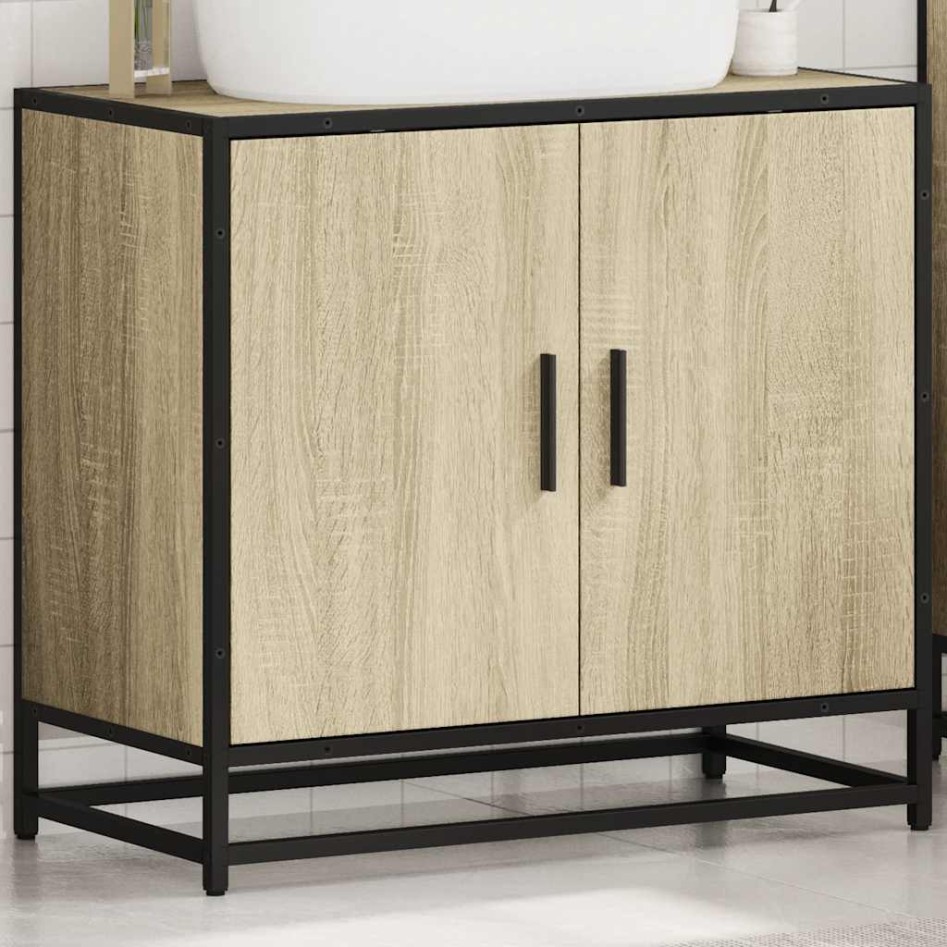 Armario de lavabo de baño madera roble Sonoma 65x33x60