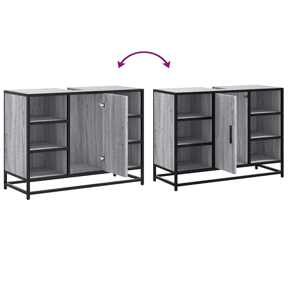 Armario lavabo baño madera ingeniería gris Sonoma 80x33x60