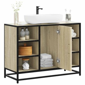 Armario lavabo baño madera ingeniería roble Sonoma 80x33x60