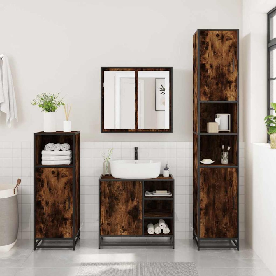Mueble de baño para lavabo roble ahumado 65x33x60