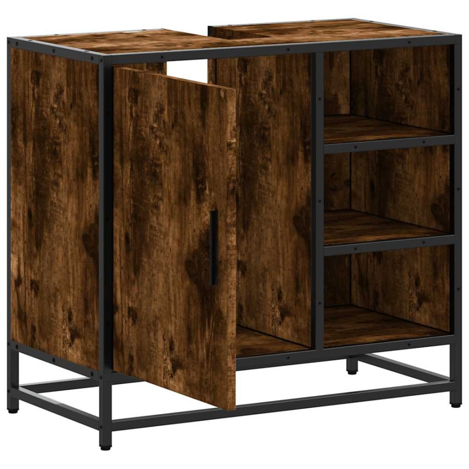 Mueble de baño para lavabo roble ahumado 65x33x60